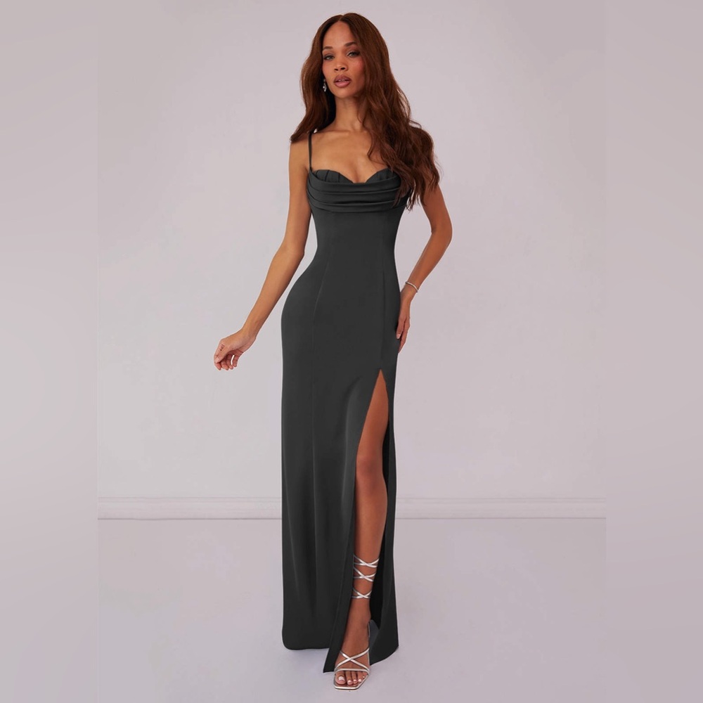 Barbie Azazie Black Satin Dress